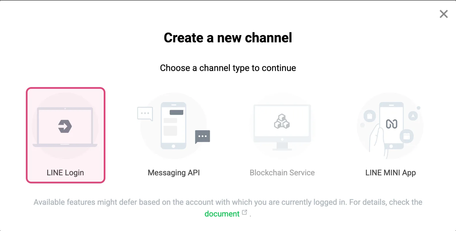 หน้าต่าง Create a new channel เลือก LINE Login